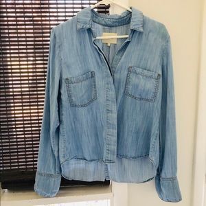 Anthropologie Chambray shirt w/ split back detail